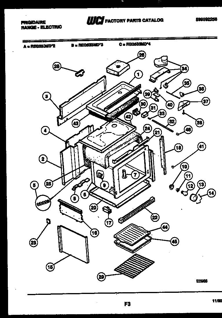 Frigidaire REG533MDM4 body parts diagram