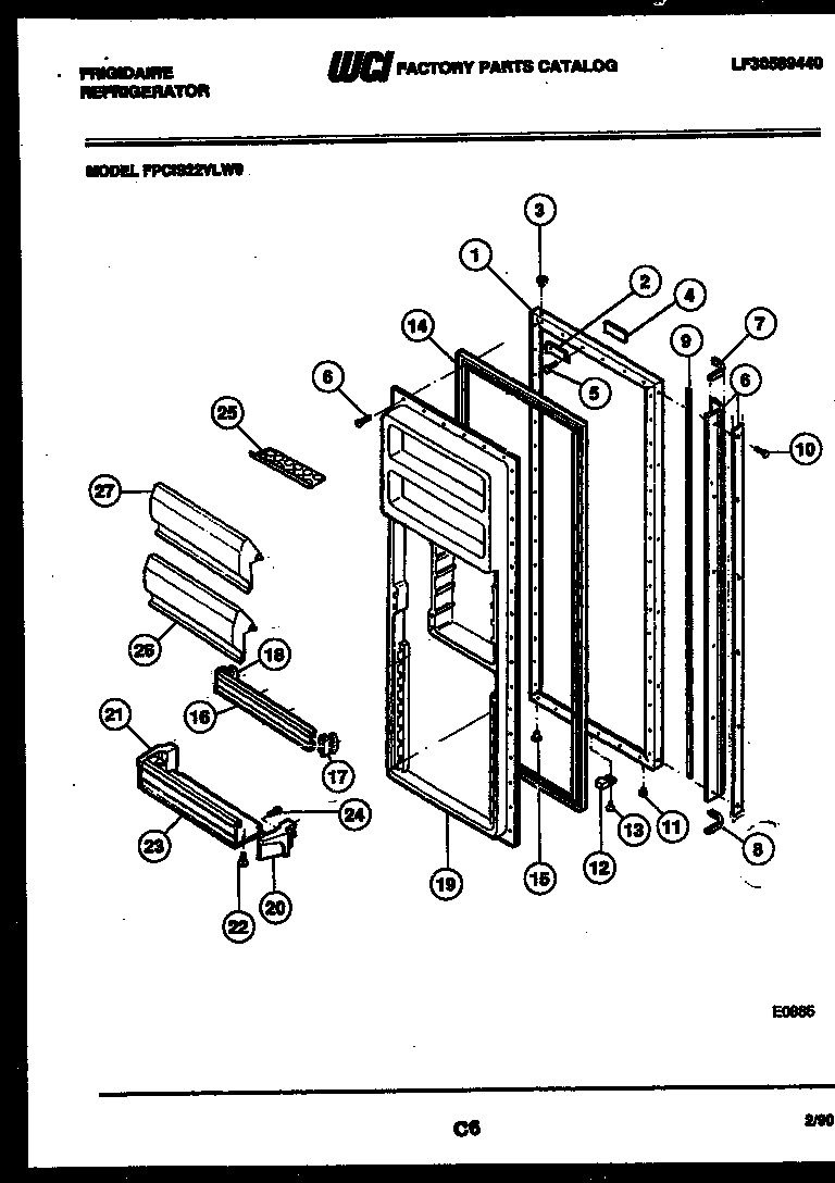Frigidaire FPCIS22VLH0 refrigerator door parts diagram