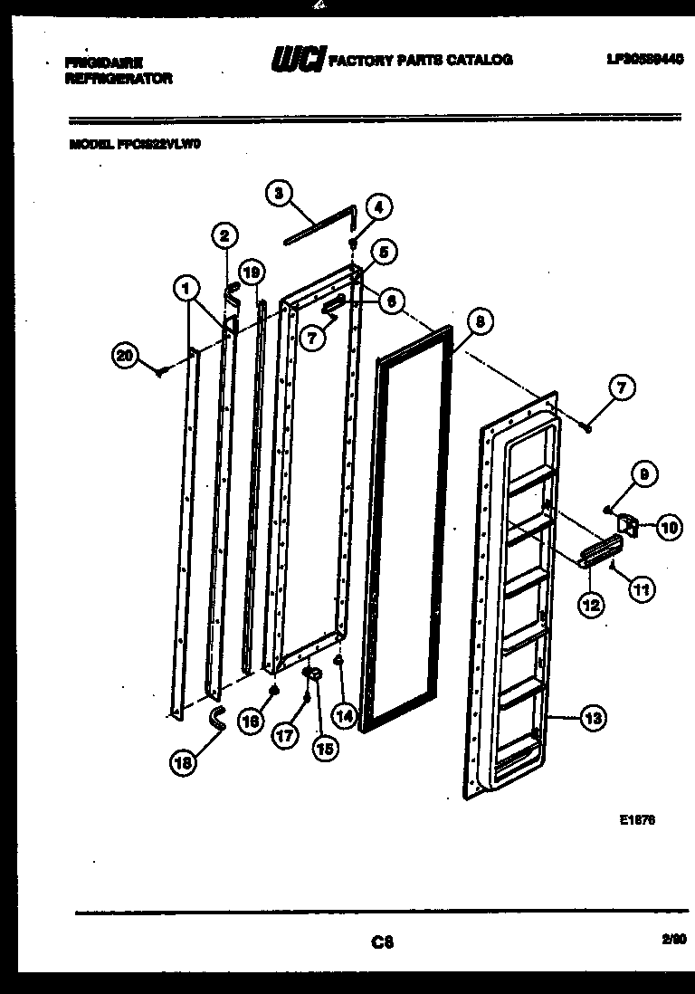 Frigidaire FPCIS22VLH0 freezer door parts diagram