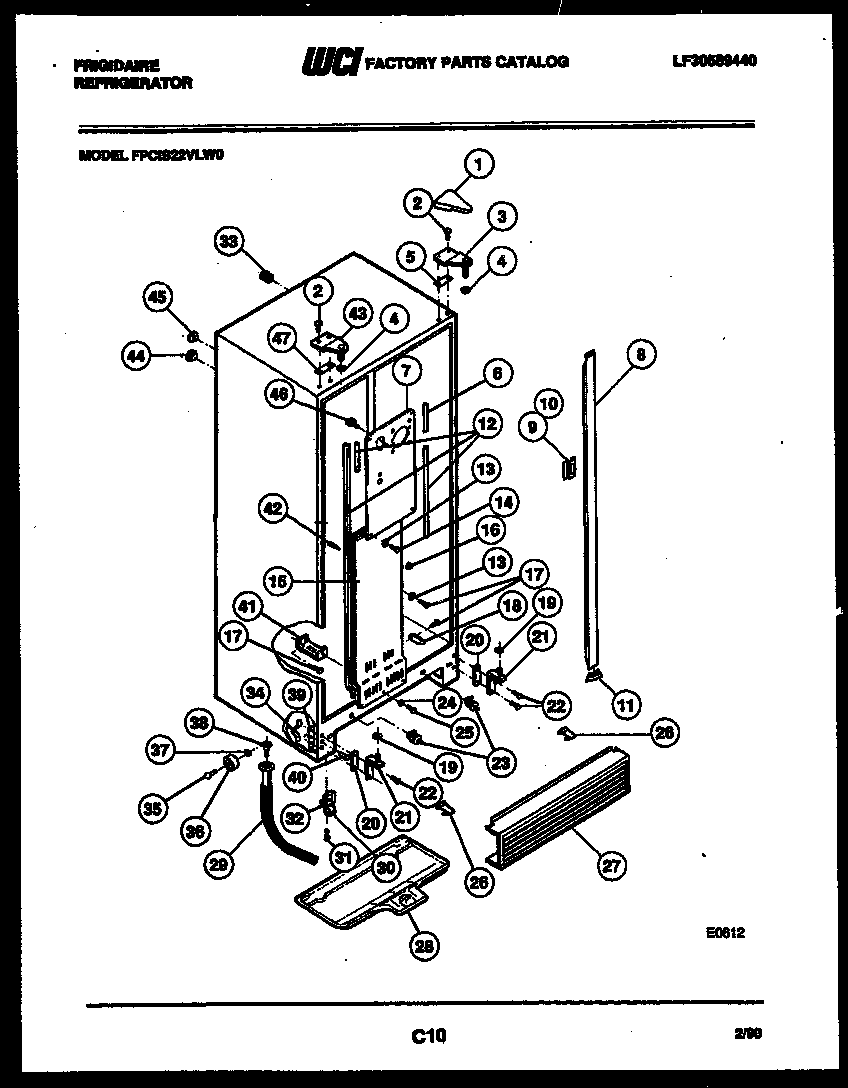Frigidaire FPCIS22VLH0 cabinet parts diagram