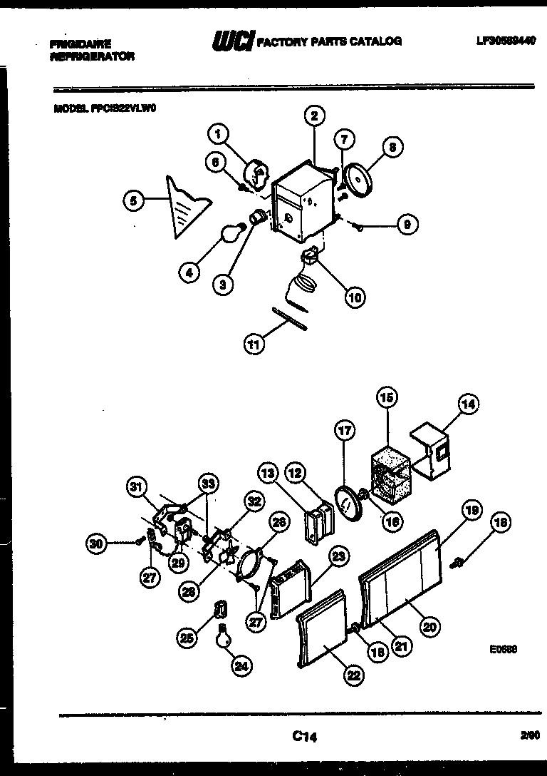Frigidaire FPCIS22VLH0 refrigerator control assembly, damper control assembly and f diagram