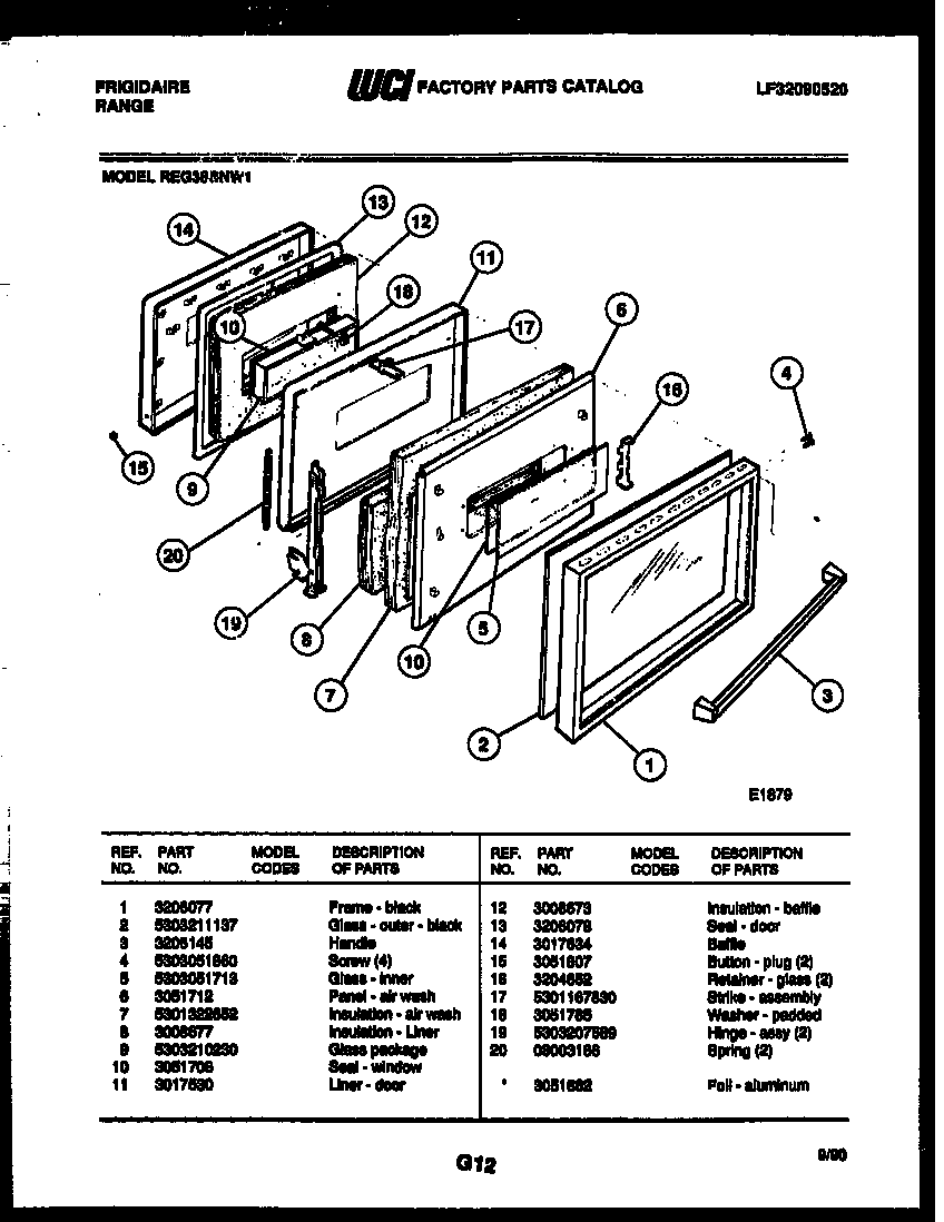 Frigidaire REG38BNL1 door parts diagram