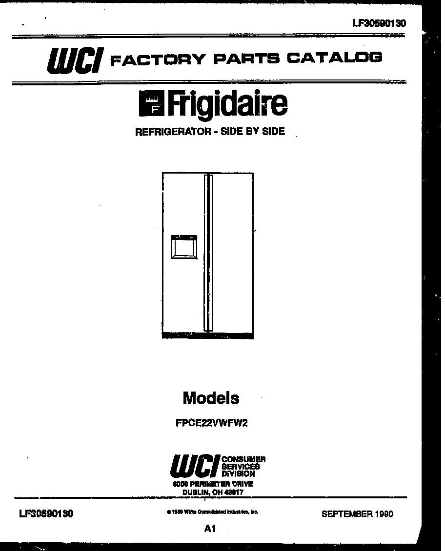 Frigidaire FPCE22VWFF2 front cover diagram