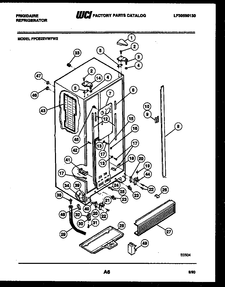 Frigidaire FPCE22VWFF2 cabinet parts diagram