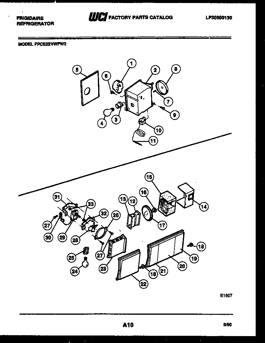 Frigidaire FPCE22VWFF2 refrigerator control assembly, damper control assembly and f diagram