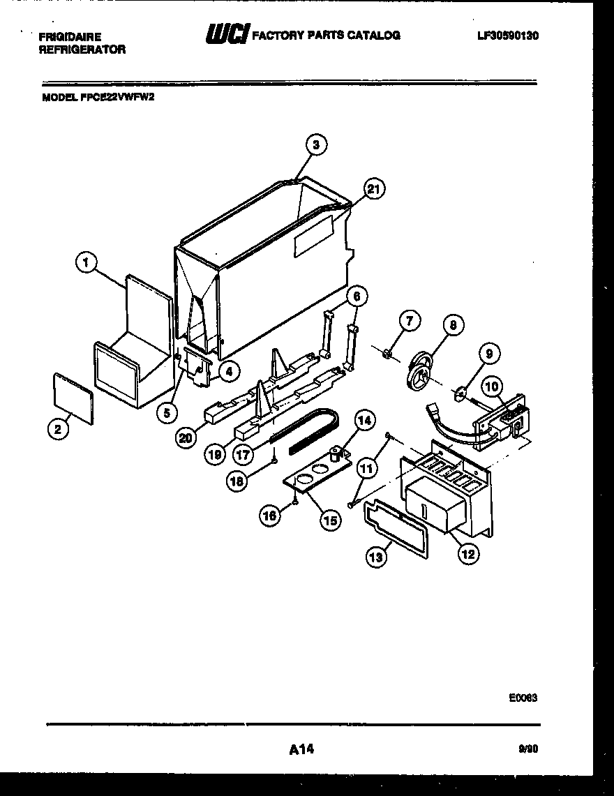 Frigidaire FPCE22VWFF2 ice dispenser diagram