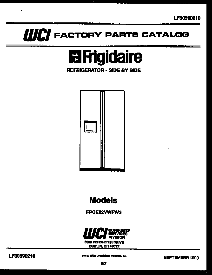 Frigidaire FPCE22VWFL3 front cover diagram