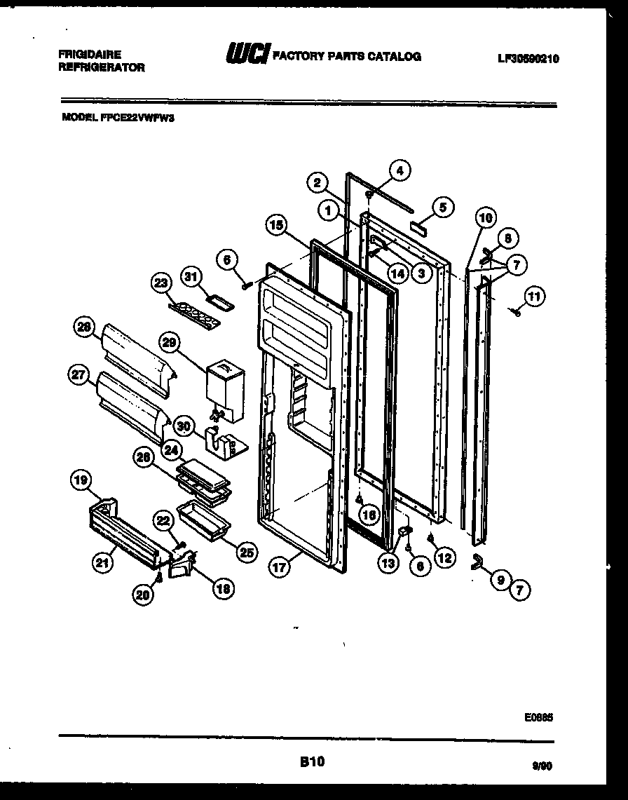 Frigidaire FPCE22VWFL3 refrigerator door parts diagram