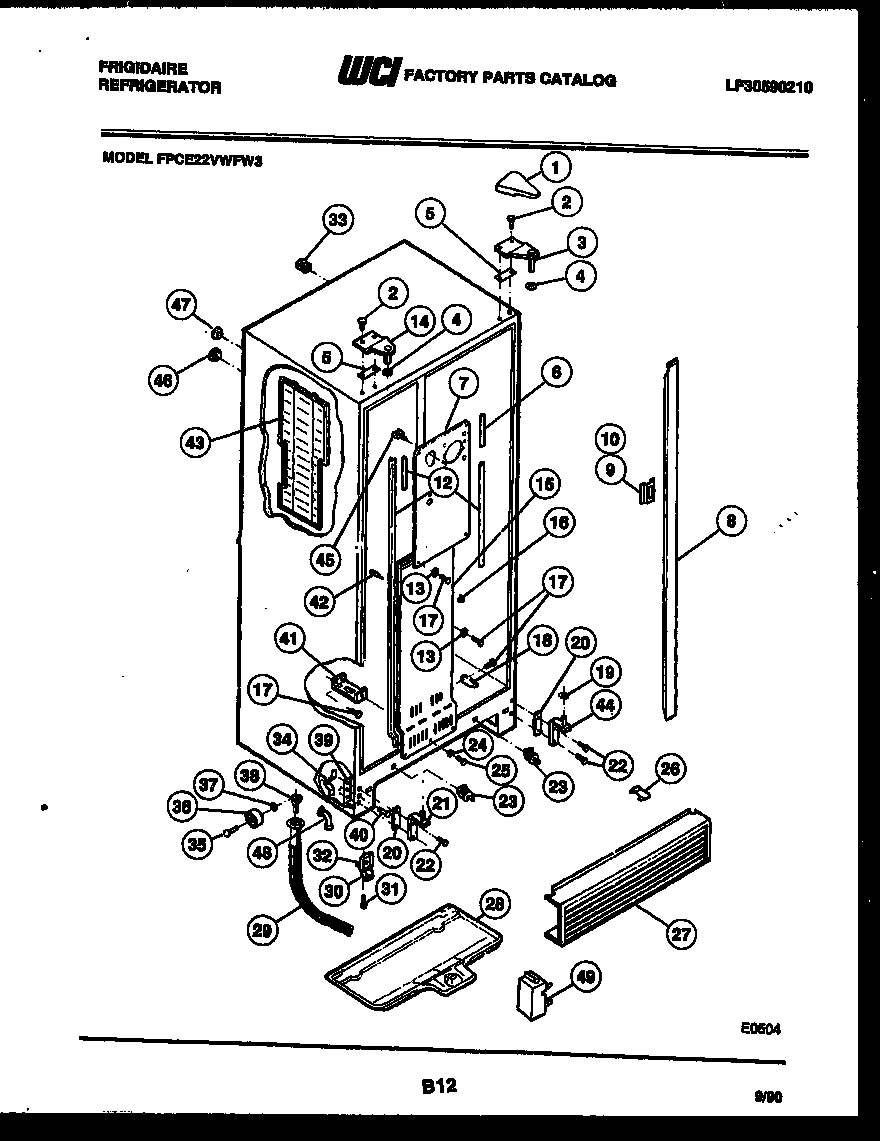 Frigidaire FPCE22VWFL3 cabinet parts diagram