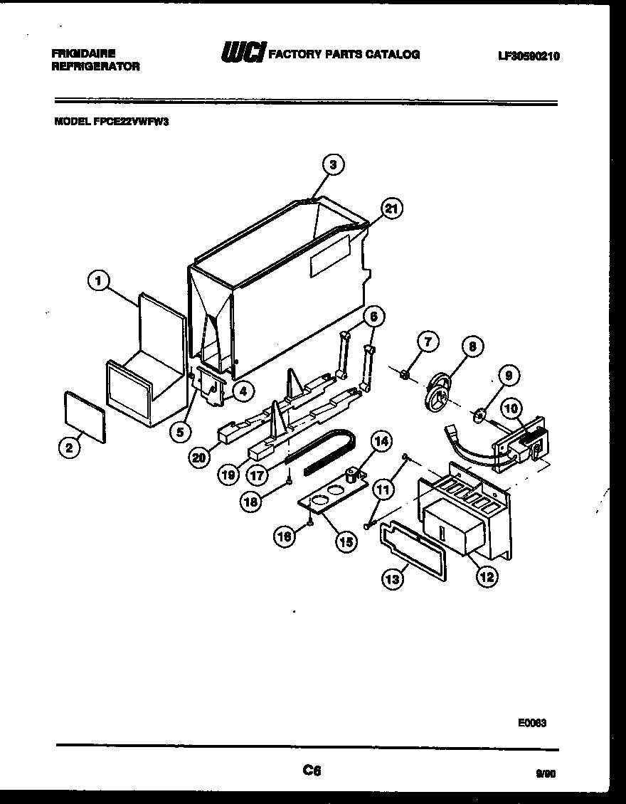 Frigidaire FPCE22VWFL3 ice dispenser diagram