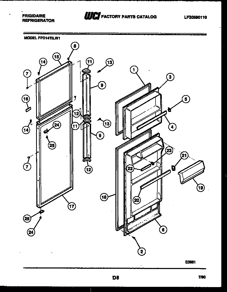 Frigidaire FPD14TILL1 door parts diagram