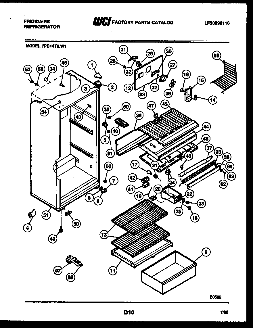 Frigidaire FPD14TILL1 cabinet parts diagram