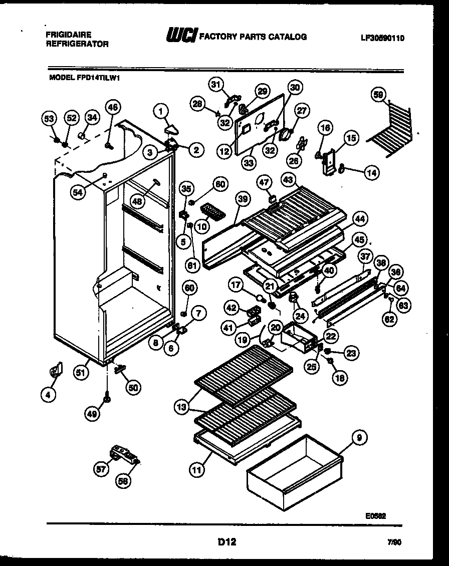 Frigidaire FPD14TILL1 cabinet parts diagram