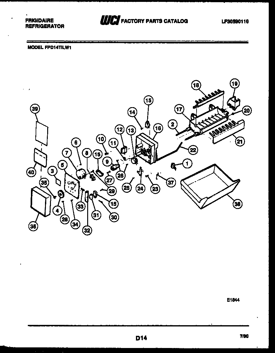 Frigidaire FPD14TILL1 ice maker parts diagram