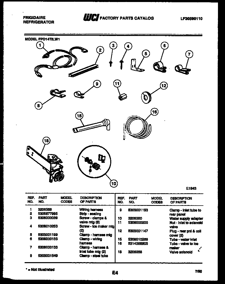 Frigidaire FPD14TILL1 ice maker installation parts diagram