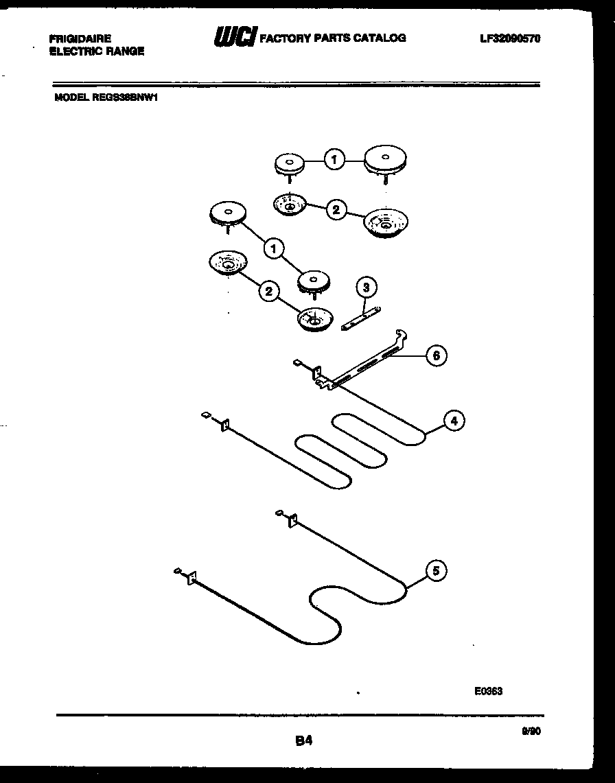 Frigidaire REGS38BNW1 broiler parts diagram