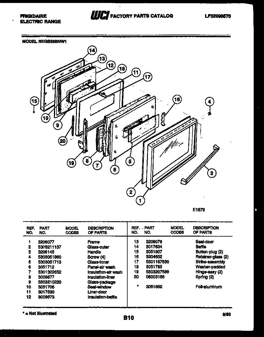 Frigidaire REGS38BNW1 door parts diagram