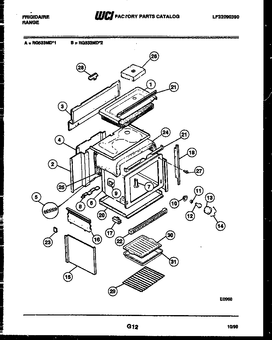 Frigidaire RG533MDW1 body parts diagram