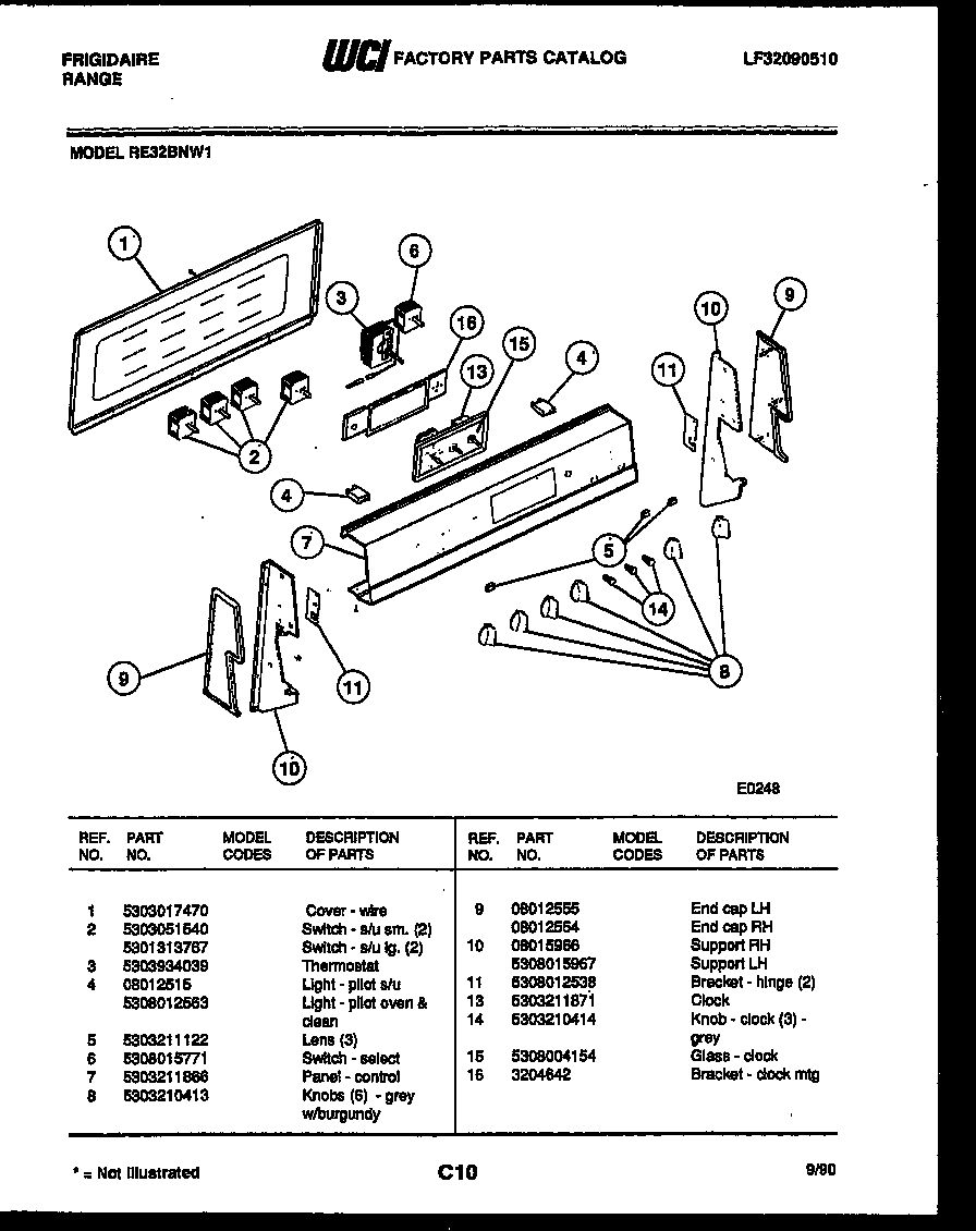 Frigidaire RE32BNW1 control panel diagram