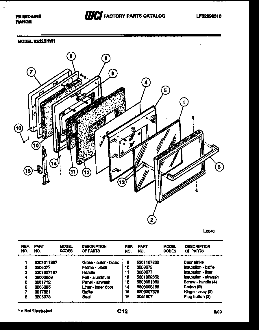 Frigidaire RE32BNW1 door parts diagram