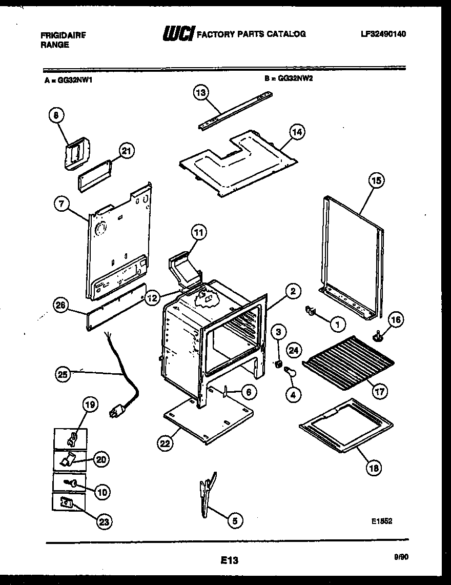 Frigidaire GG32NW2 body parts diagram