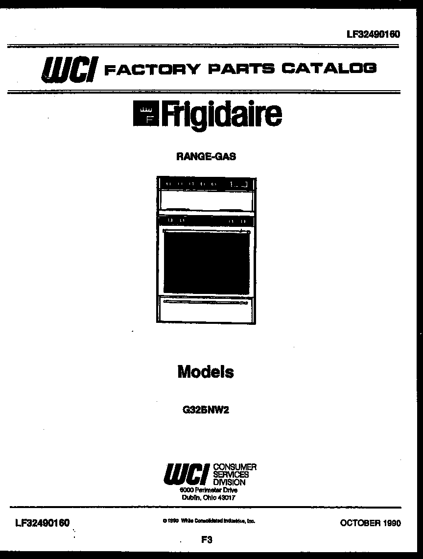 Frigidaire G32BNW2 cover diagram