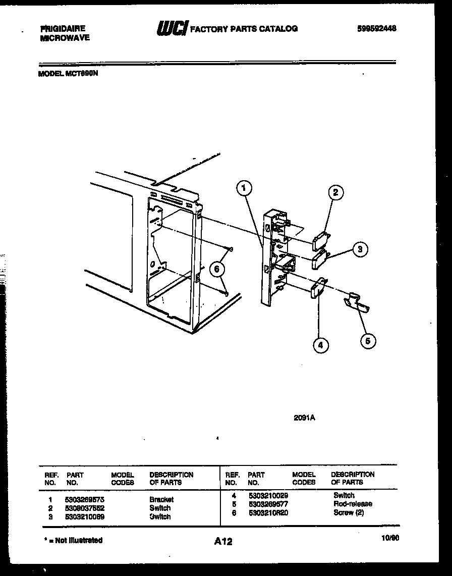 Frigidaire MCT690N bracket and switch parts diagram