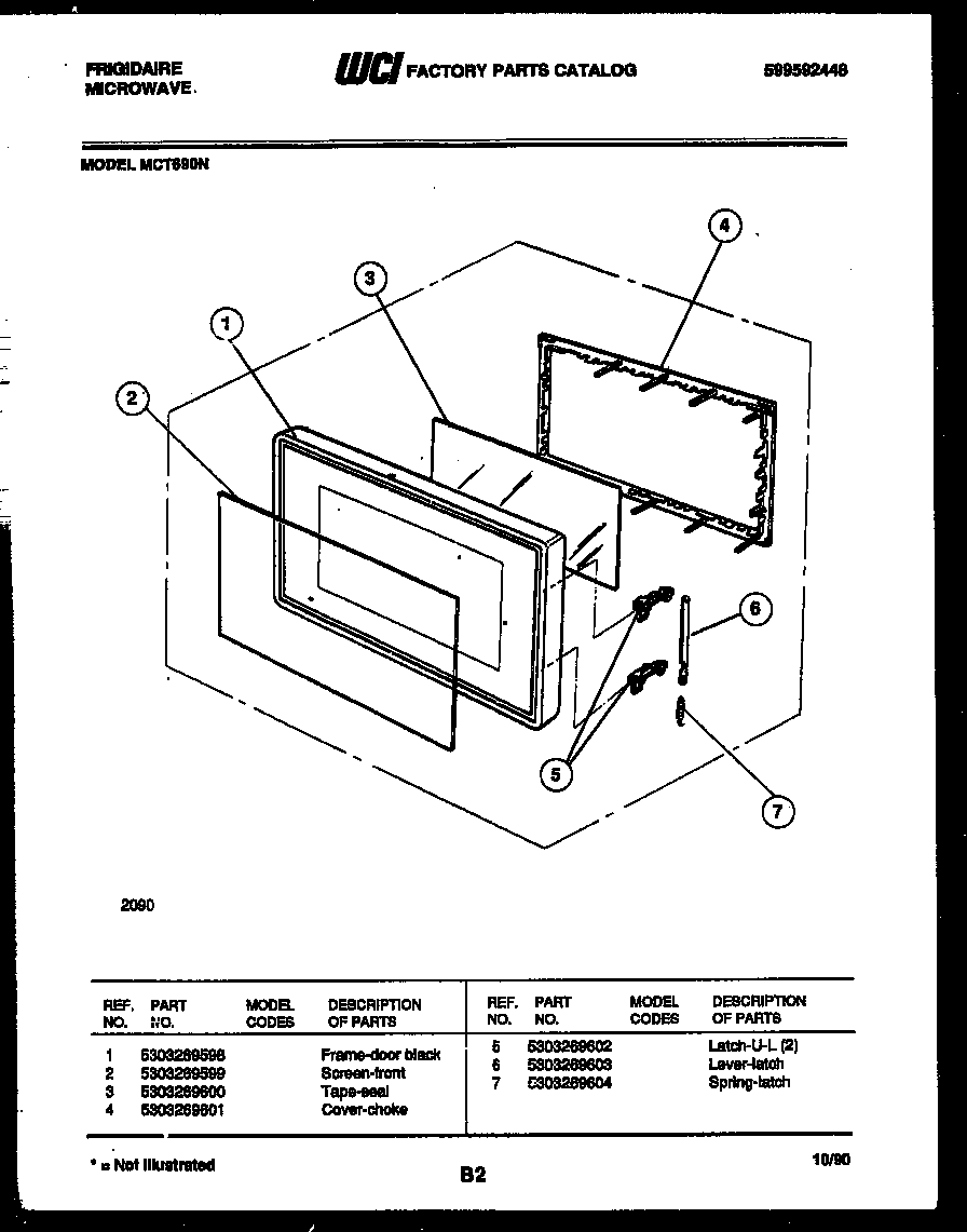 Frigidaire MCT690N door parts diagram
