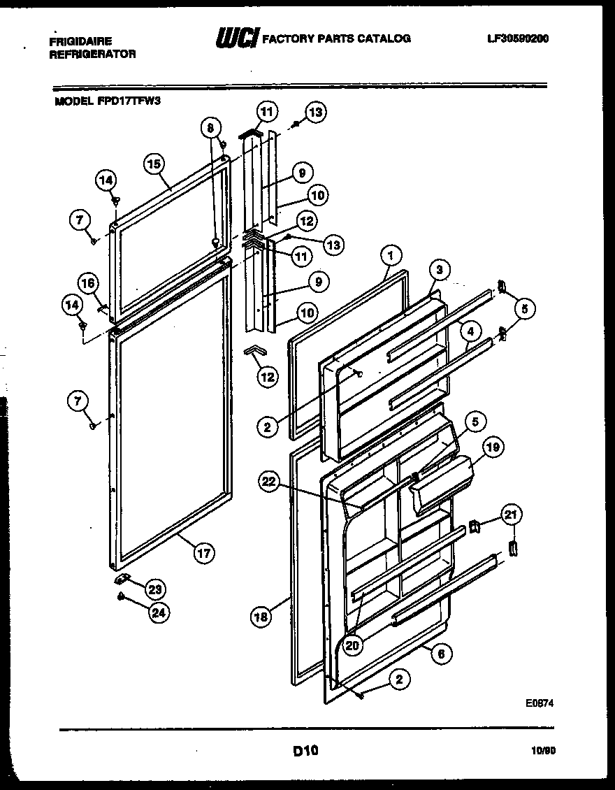 Frigidaire FPD17TFA3 door parts diagram