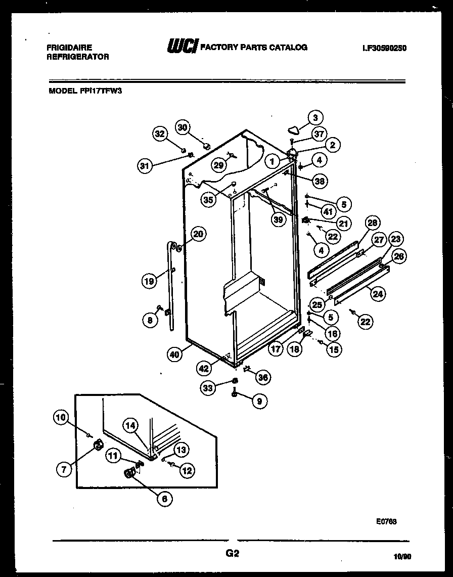 Frigidaire FPI17TFF3 cabinet parts diagram