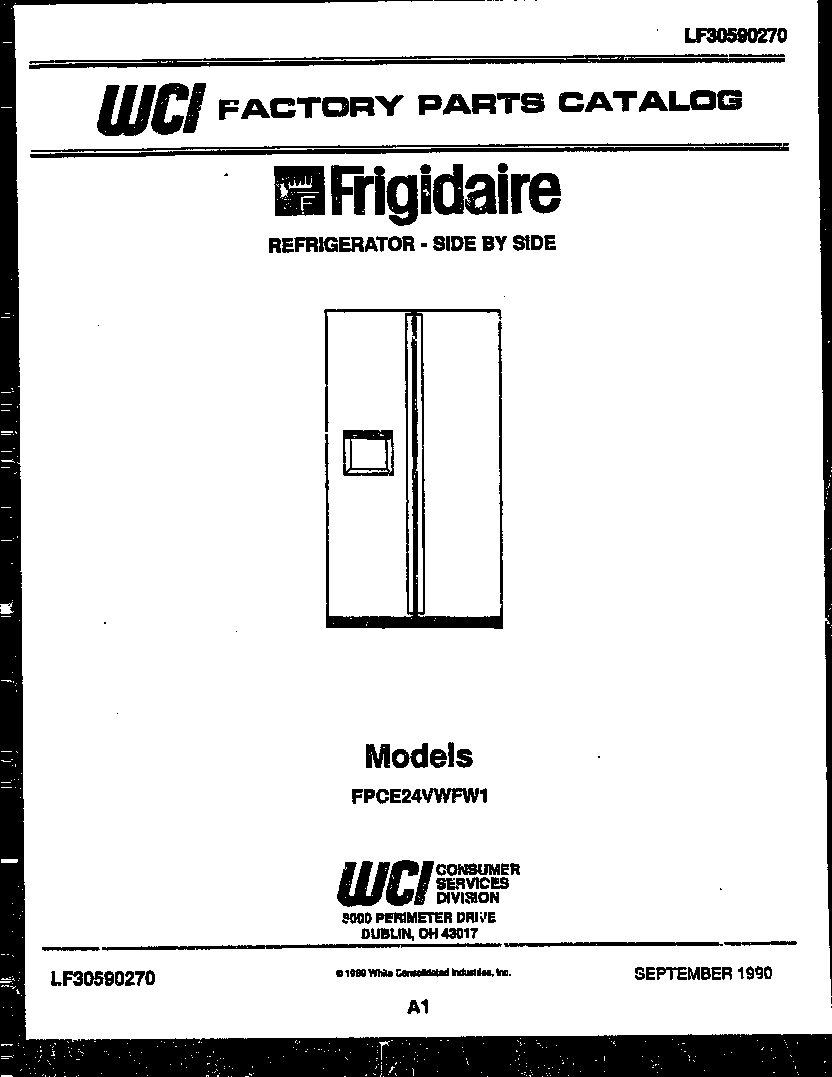 Frigidaire FPCE24VWFA1 front cover diagram