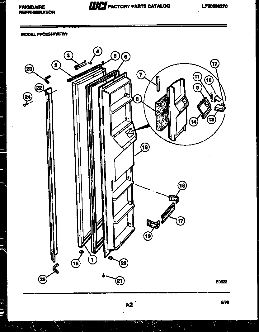 Frigidaire FPCE24VWFA1 freezer door parts diagram