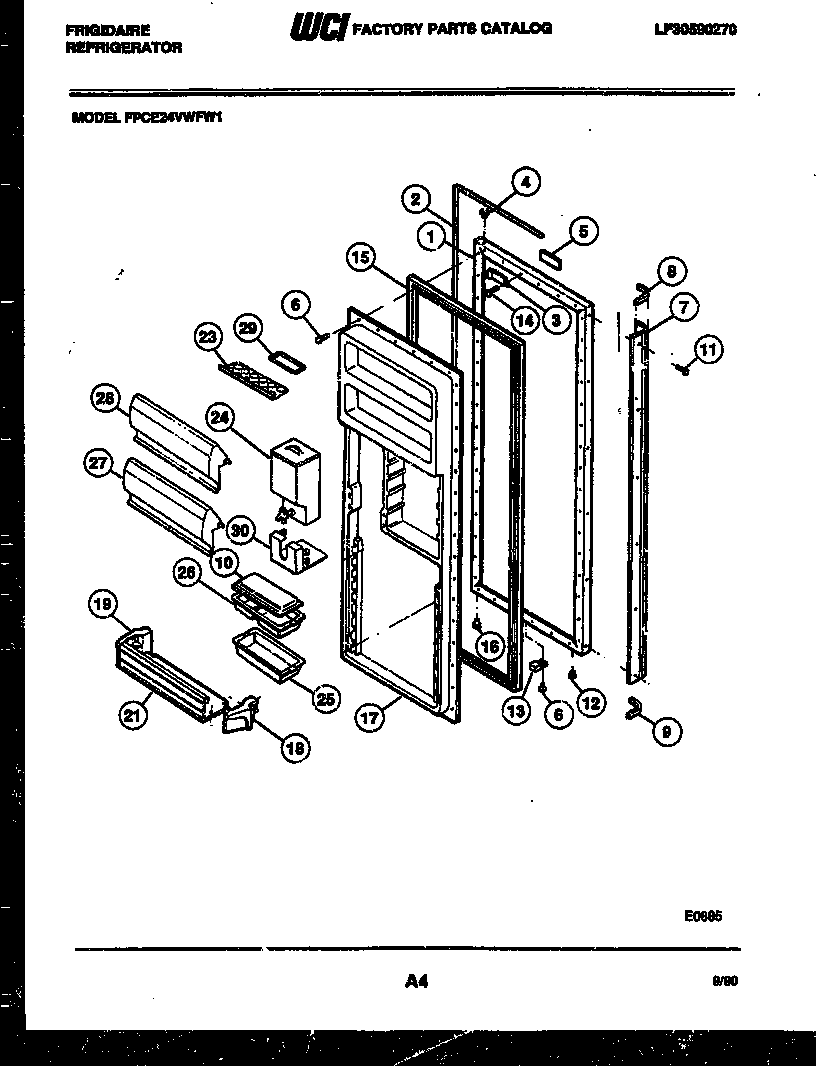 Frigidaire FPCE24VWFA1 refrigerator door parts diagram