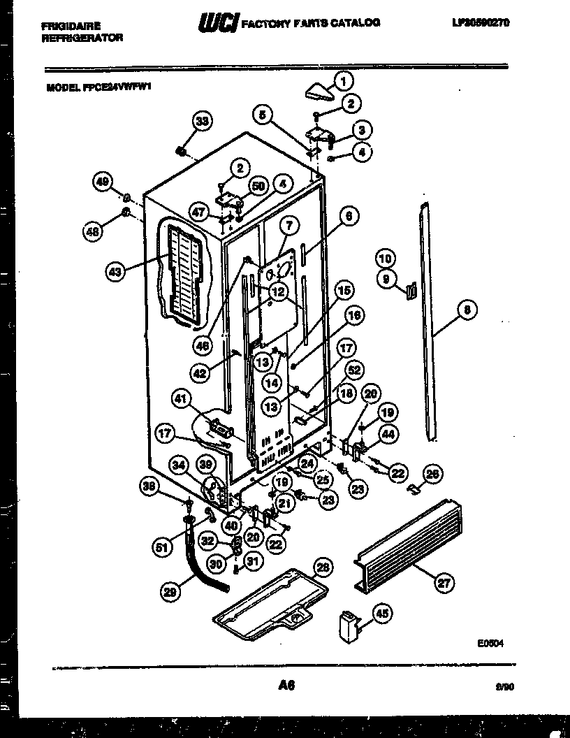 Frigidaire FPCE24VWFA1 cabinet parts diagram