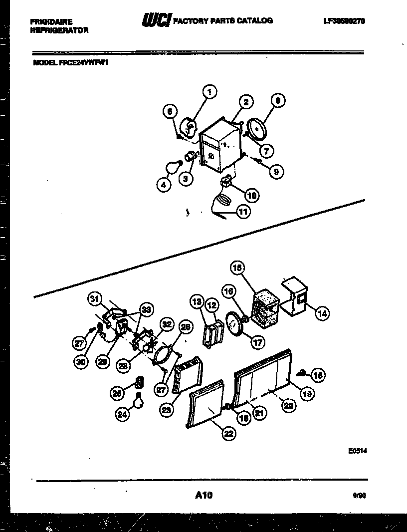 Frigidaire FPCE24VWFA1 refrigerator control assembly, damper control assembly and f diagram