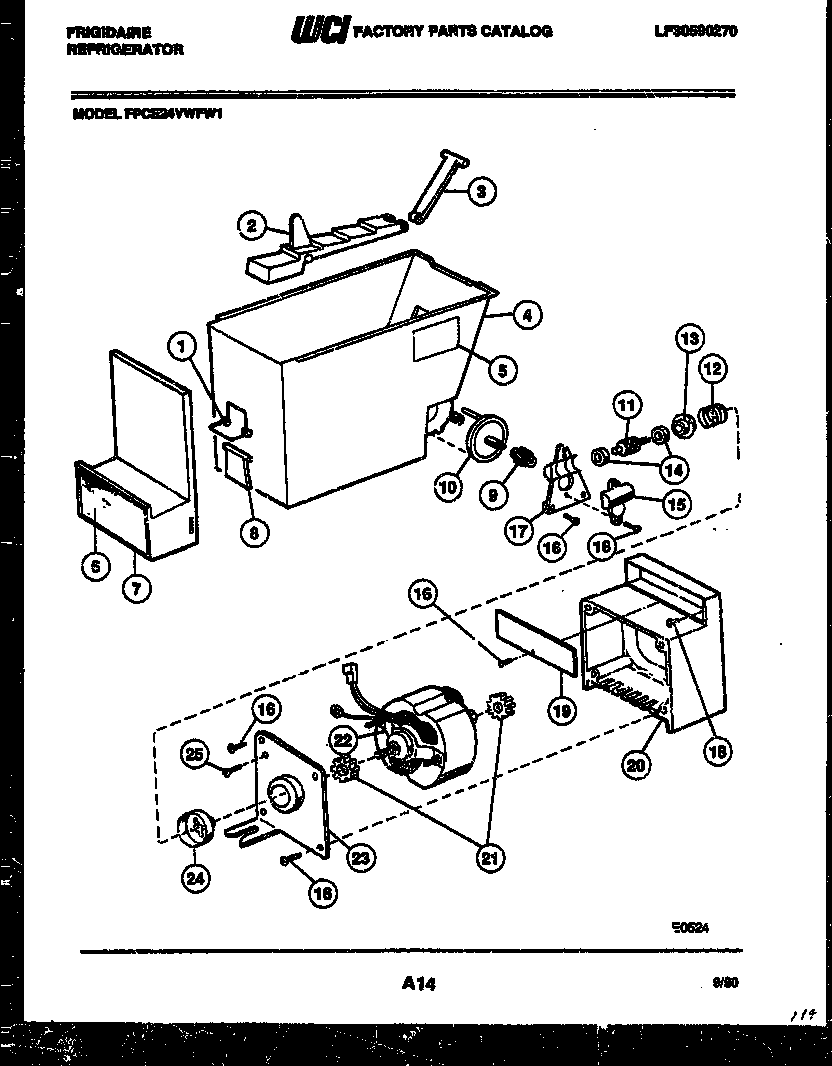Frigidaire FPCE24VWFA1 ice dispenser diagram