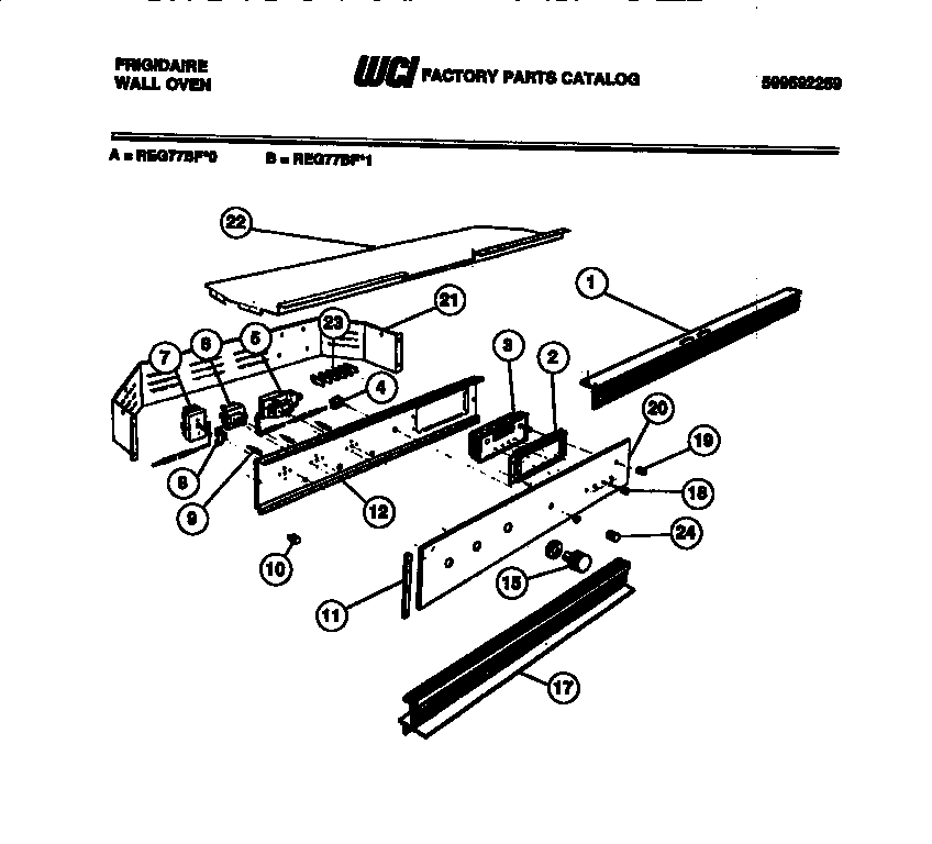 Frigidaire REG77BFB0 control panel diagram