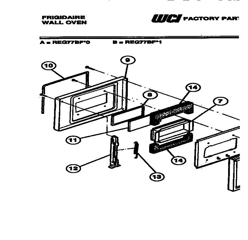 Frigidaire REG77BFB0 door parts diagram