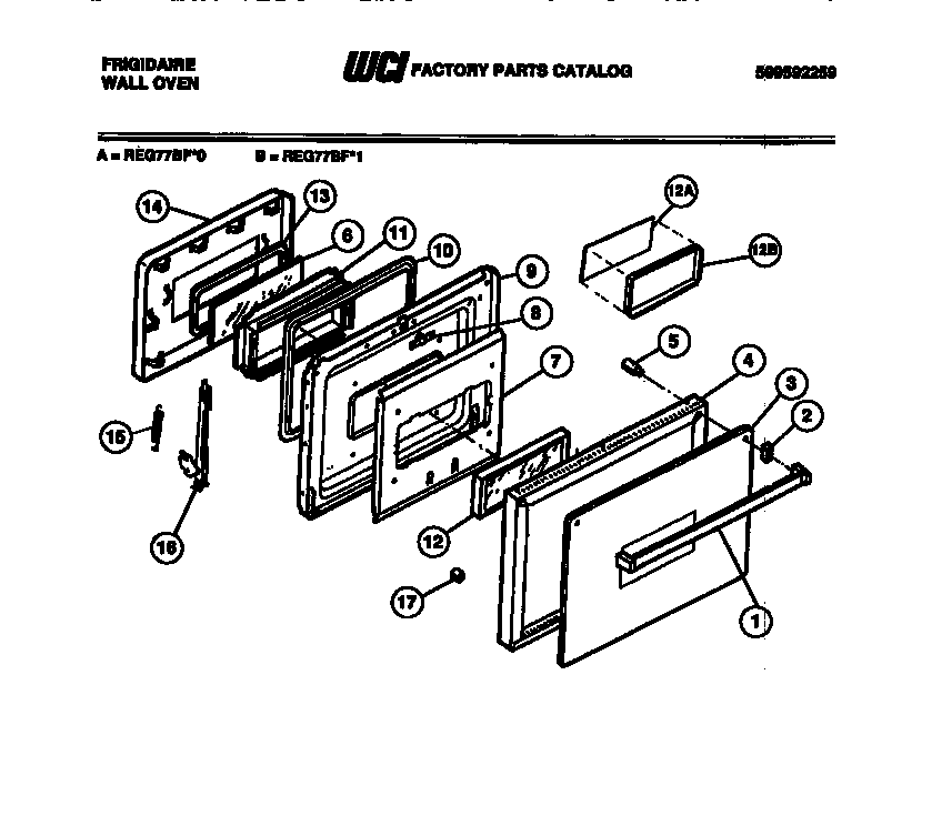 Frigidaire REG77BFB0 door parts diagram