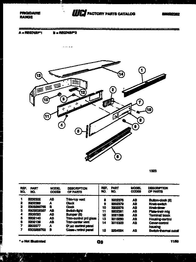 Frigidaire REG74BFB2 body parts diagram