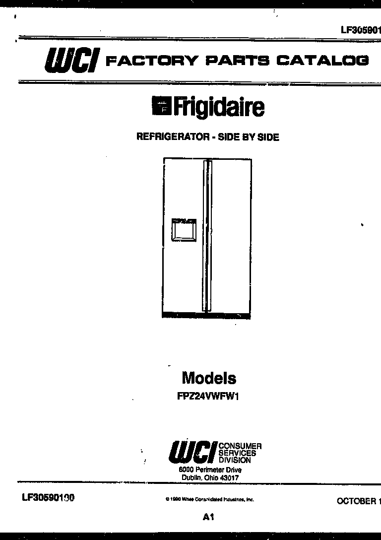 Frigidaire FPZ24VWFH1 front cover diagram