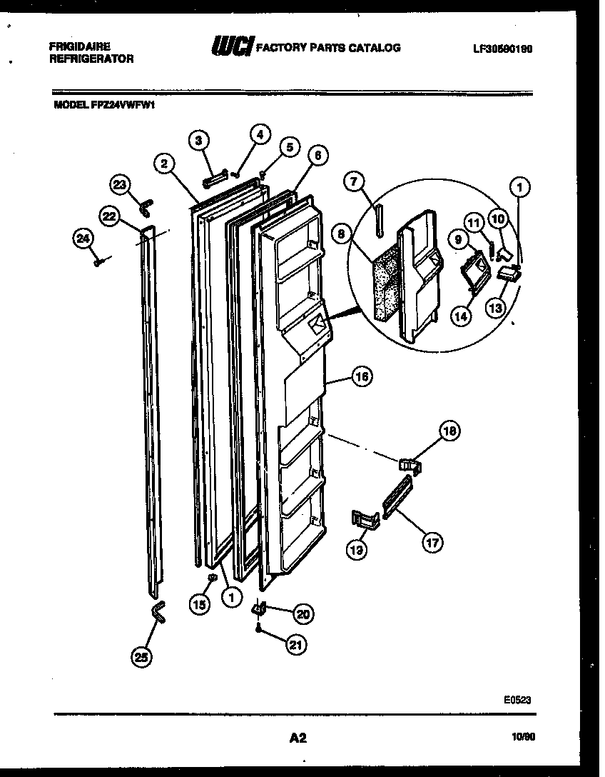 Frigidaire FPZ24VWFH1 freezer door parts diagram