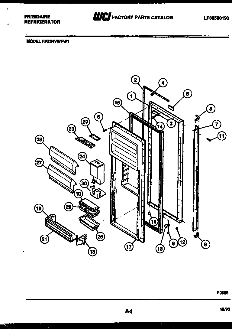 Frigidaire FPZ24VWFH1 refrigerator door parts diagram