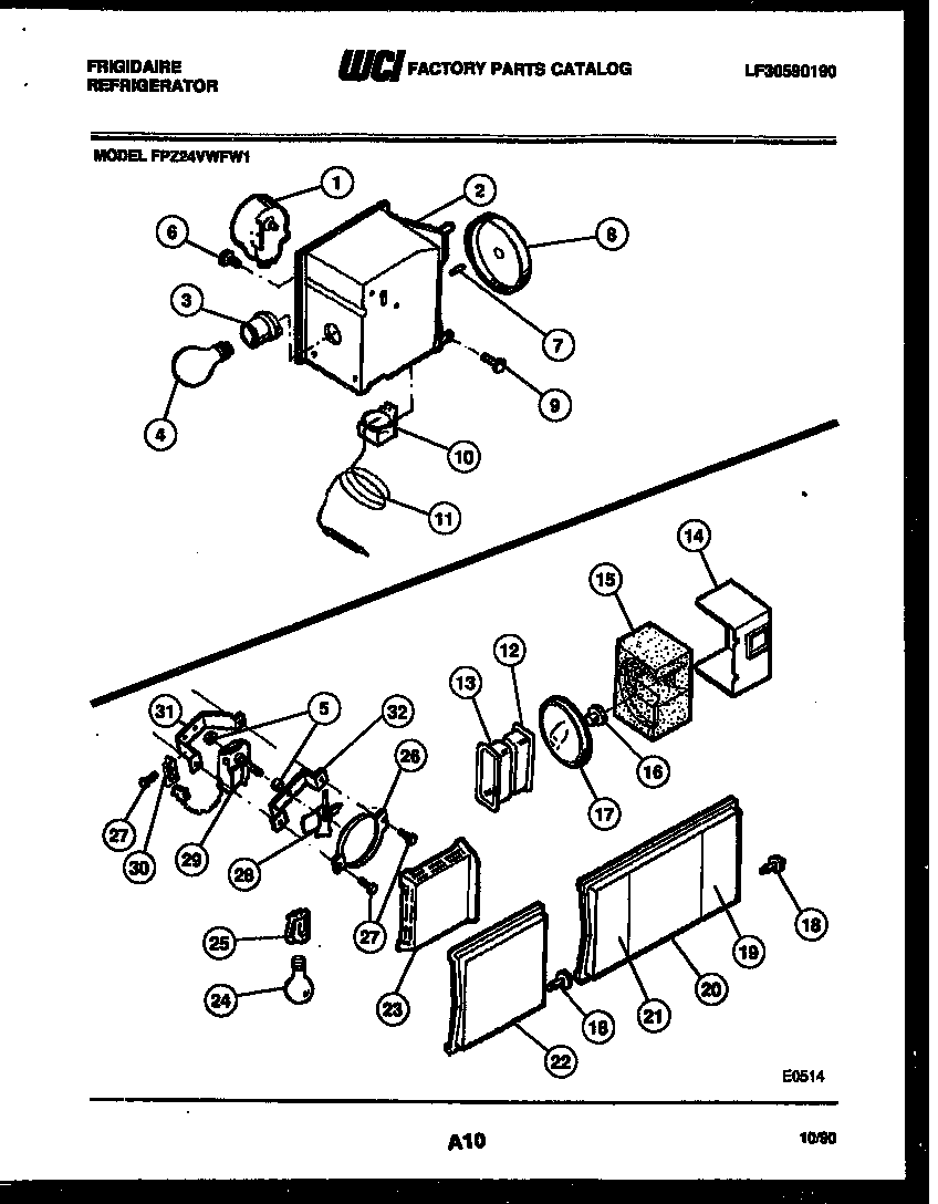 Frigidaire FPZ24VWFH1 refrigerator control assembly, damper control assembly and f diagram