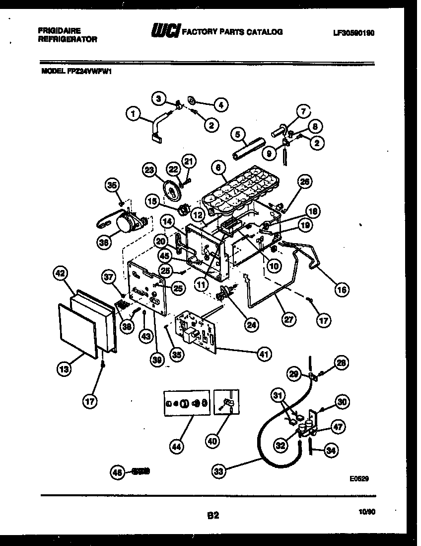 Frigidaire FPZ24VWFH1 ice maker and installation parts diagram
