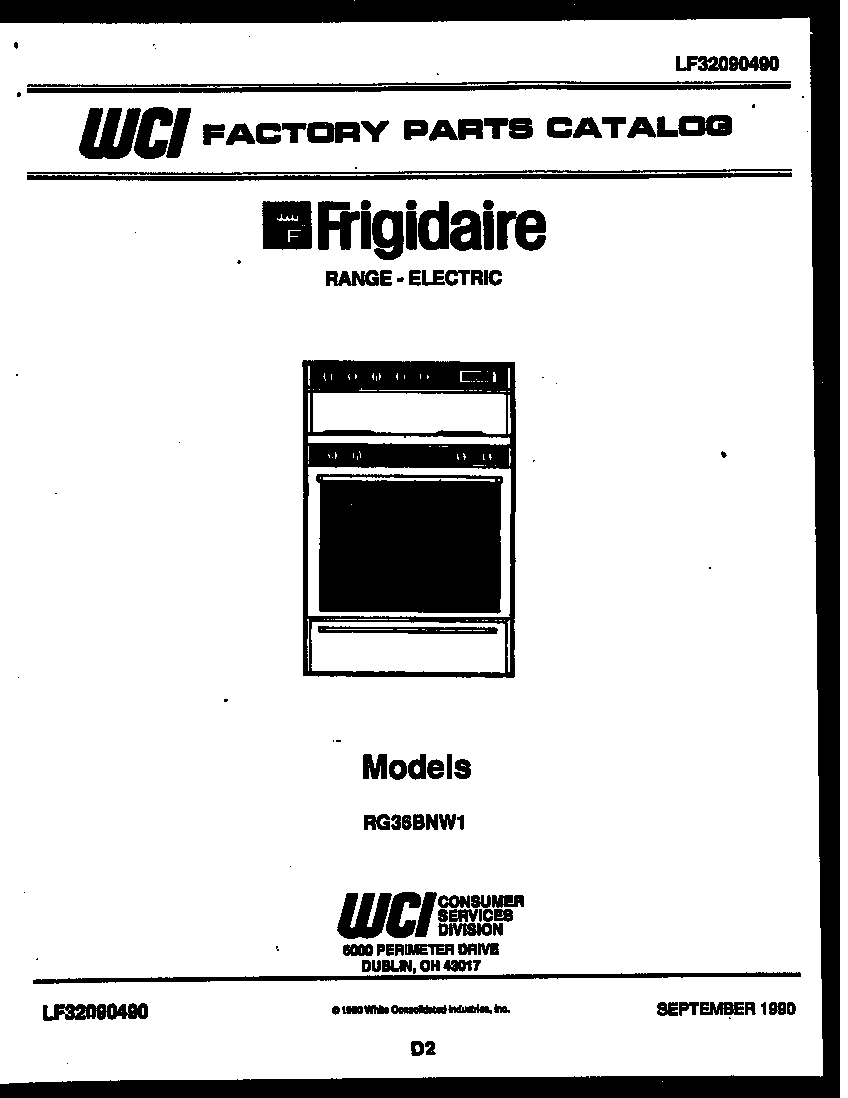 Frigidaire RG36BNL1 cover diagram