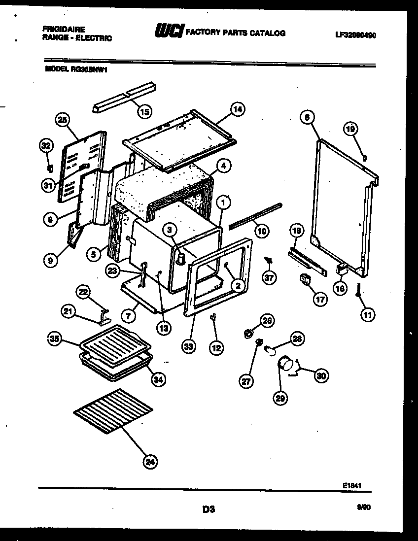 Frigidaire RG36BNL1 body parts diagram