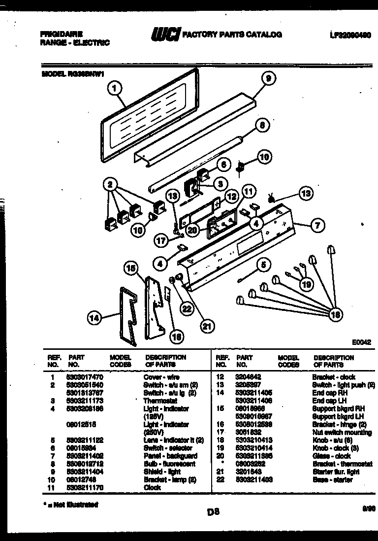 Frigidaire RG36BNL1 backguard diagram