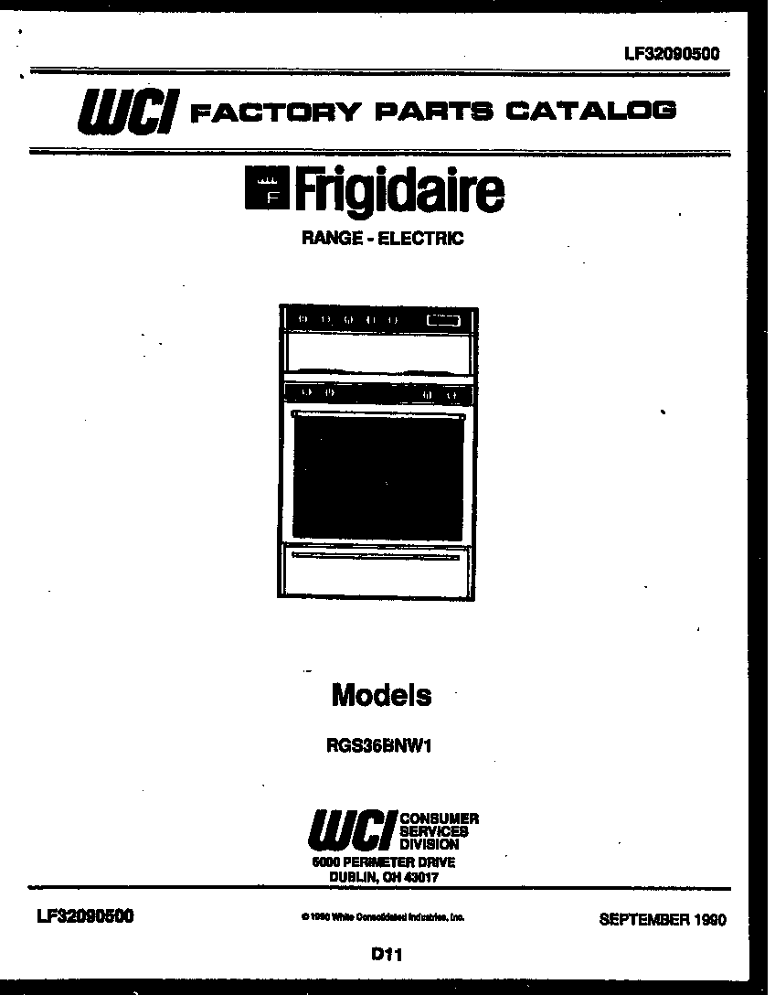 Frigidaire RGS36BNL1 cover diagram