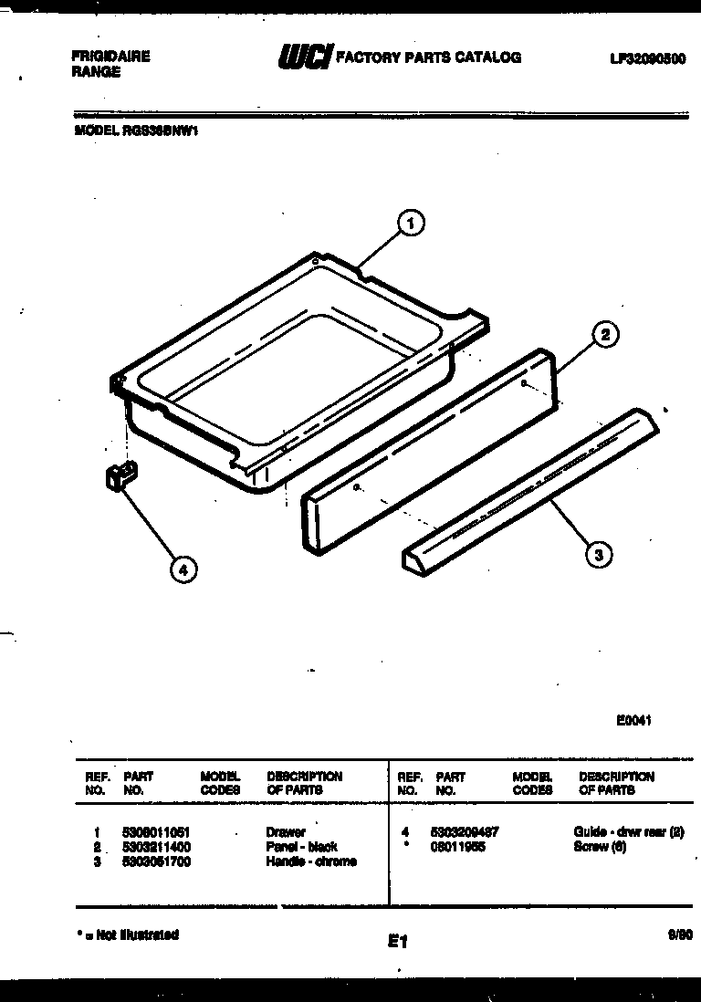Frigidaire RGS36BNL1 drawer parts diagram